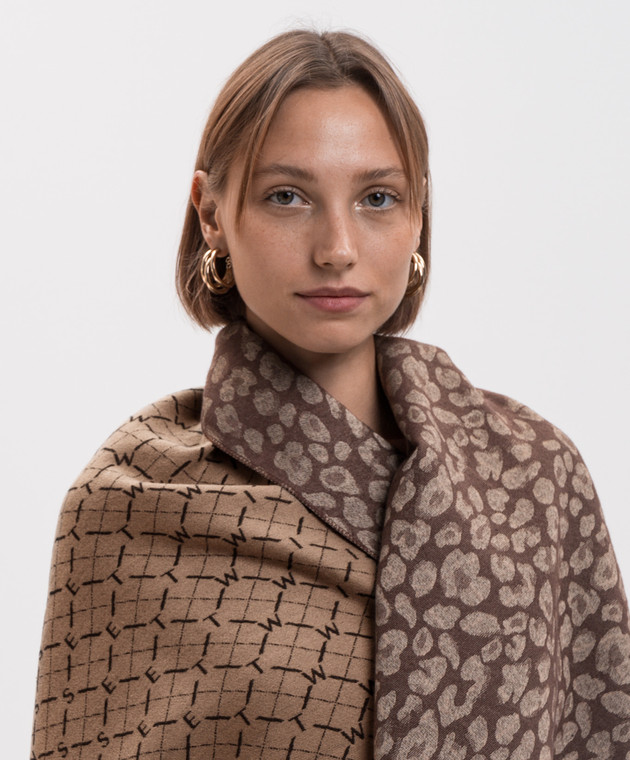 Twinset Коричневий двосторонній шарф у візерунок 262TA4300 зображення 2
