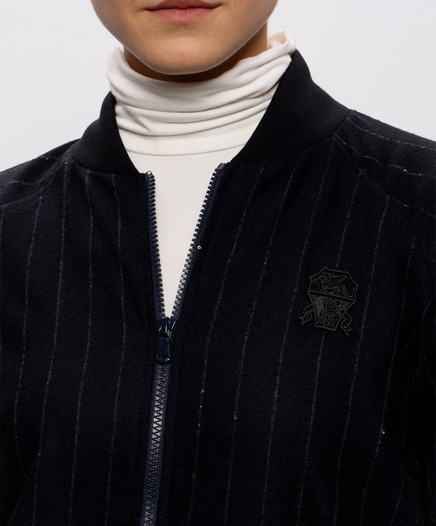 Brunello Cucinelli Темно-синій бомбер в смужку MG576B2V06 зображення 5