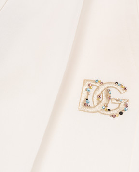 Dolce&Gabbana Детские спортивные штаны цвета айвори с вышивкой монограммы L5JPE3G7PVI812+
