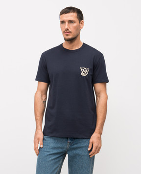 Valentino Синя футболка з вишивкою монограми логотипа 8V3MG10VB2W