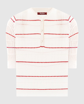 Max Mara Білий топ MSTGALLO із шовку і вовни з коміром-поло MSTGALLO