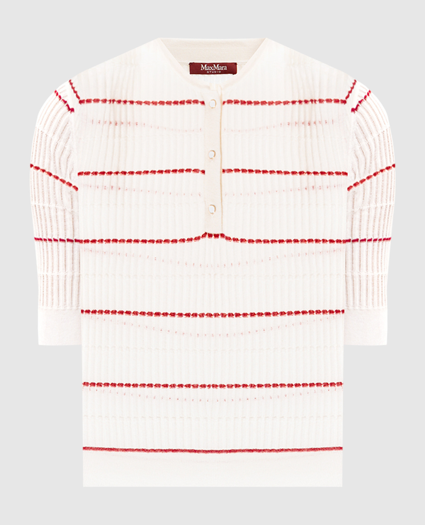 

Белый топ MSTGALLO из шелка и шерсти с воротником-поло, Топы