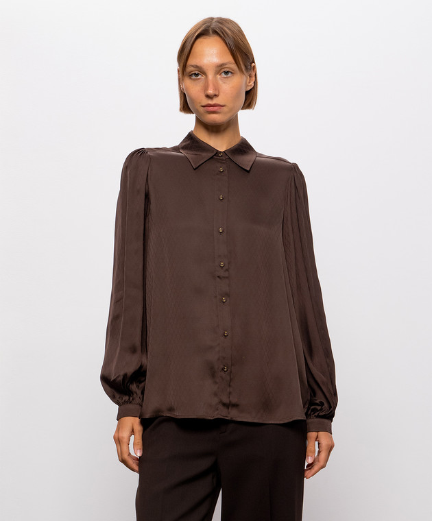 Twinset Коричнева блуза у візерунок 262TT2490 зображення 3