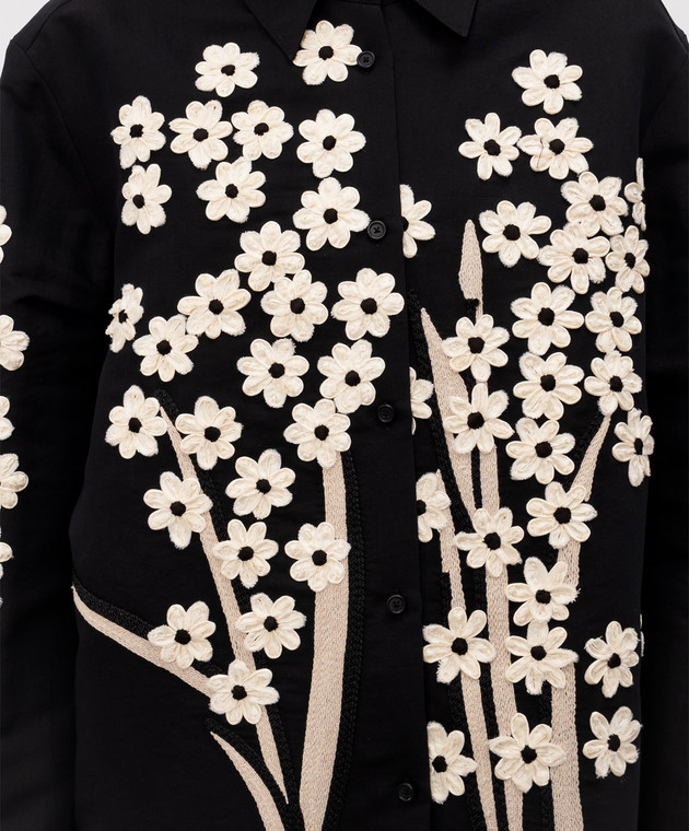 Khaite Черная рубашка Argo с цветочными аппликациями 2477385 изображение 5
