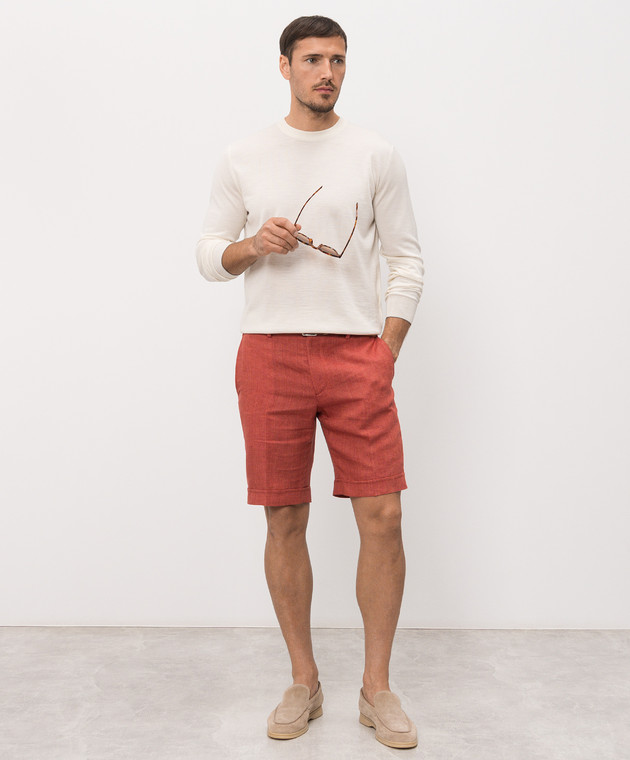 Stefano Ricci Красные шорты из льна MCT80R0016L0005Q изображение 2