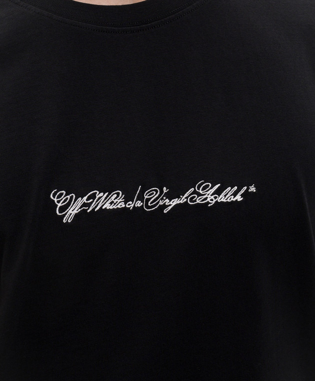 Off-White Чорна футболка з вишивкою Script Arrow 44MAA027S26J002 зображення 5