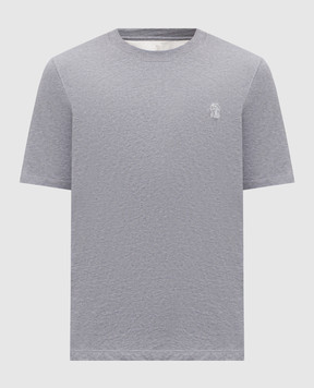 Brunello Cucinelli Футболка серого цвета с принтом эмблемы M0B138440