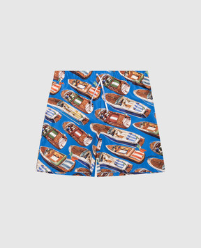 Dolce&Gabbana Дитячі сині шорти для плавання з принтом L4J818ON0D426