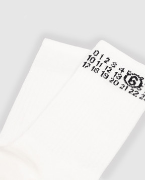 Maison Margiela MM6 Дитячі білі шкарпетки з візерунком емблеми M60571MM045