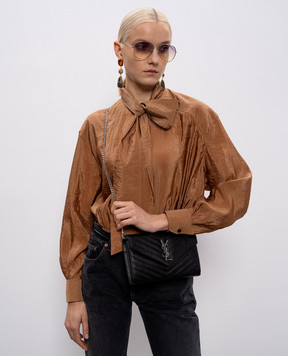 Saint Laurent Черный кожаный клатч CASSANDRE 377828BOW02