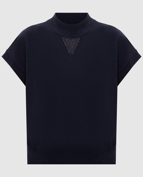 Peserico Синий топ из шерсти, шелка и кашемира S93117F129018C