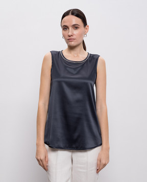 Peserico Синій топ із шовку A08893D02372