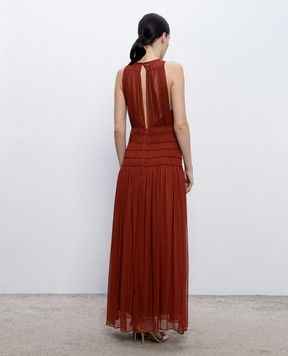 Twinset Коричнева сукня максі з драпіруванням 261TT2041