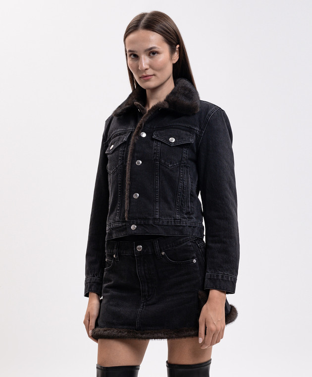 Alexander Wang Чорна джинсова куртка з ефектом потертості 4DC4262905 зображення 3