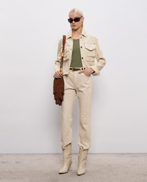 Balmain Майка цвета хаки в рубчик GF0EB075BD10