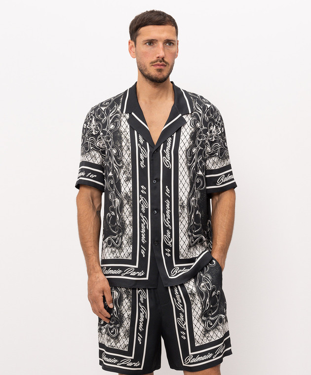Balmain Черная рубашка Foulard HH1HN130VJ04 изображение 3