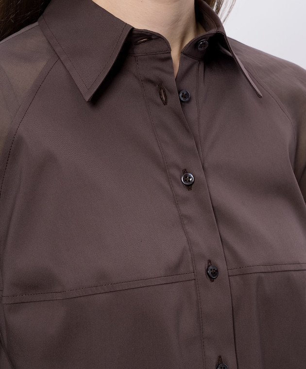 Brunello Cucinelli Коричнева блуза з ланцюжком моніль M0091MO516 зображення 5