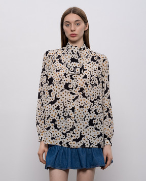 Valentino Чорна блуза із шовку в квітковий принт 8B3AB8369WW