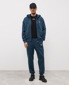 Versace Чорна футболка з вишивкою логотипа 10139441A16455