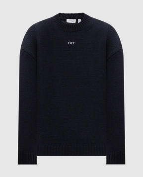 Off-White Синий свитер из шерсти с вышивкой Arrow 44MHE212F26K001