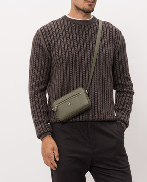 Valentino Шкіряна сумка кросс-боди кольору хакі VLogo 9Y2P0AW7UAG