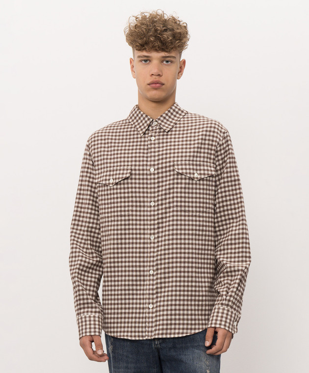 Maison Margiela MM6 Коричнева сорочка в клітинку SH0DT0047M36011 зображення 3