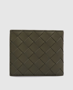 Bottega Veneta Шкіряне портмоне кольору хакі Intrecciato Bi-Fold 749412VCPQ4