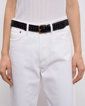 Dragon Черный кожаный плетеный ремень DGS66045