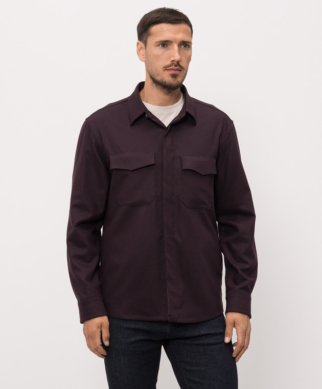 Canali Фіолетова сорочка з вовни AN0476331021W зображення 3