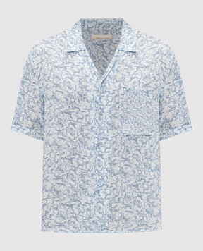 Trussardi Блакитна сорочка в брендовий принт 5040N000047NMS113T00