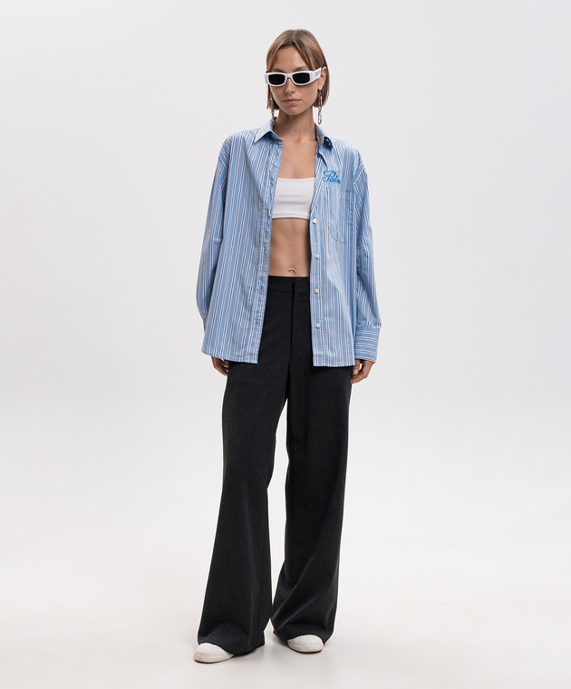 Palm Angels Голубая рубашка Palm Sway в полоску PAWGA002FB001 изображение 2