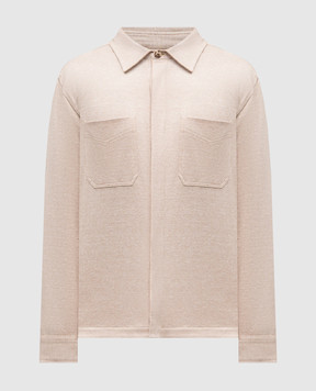 Brett Johnson Бежевая рубашка с леном и шелком SS26J05D110CAF