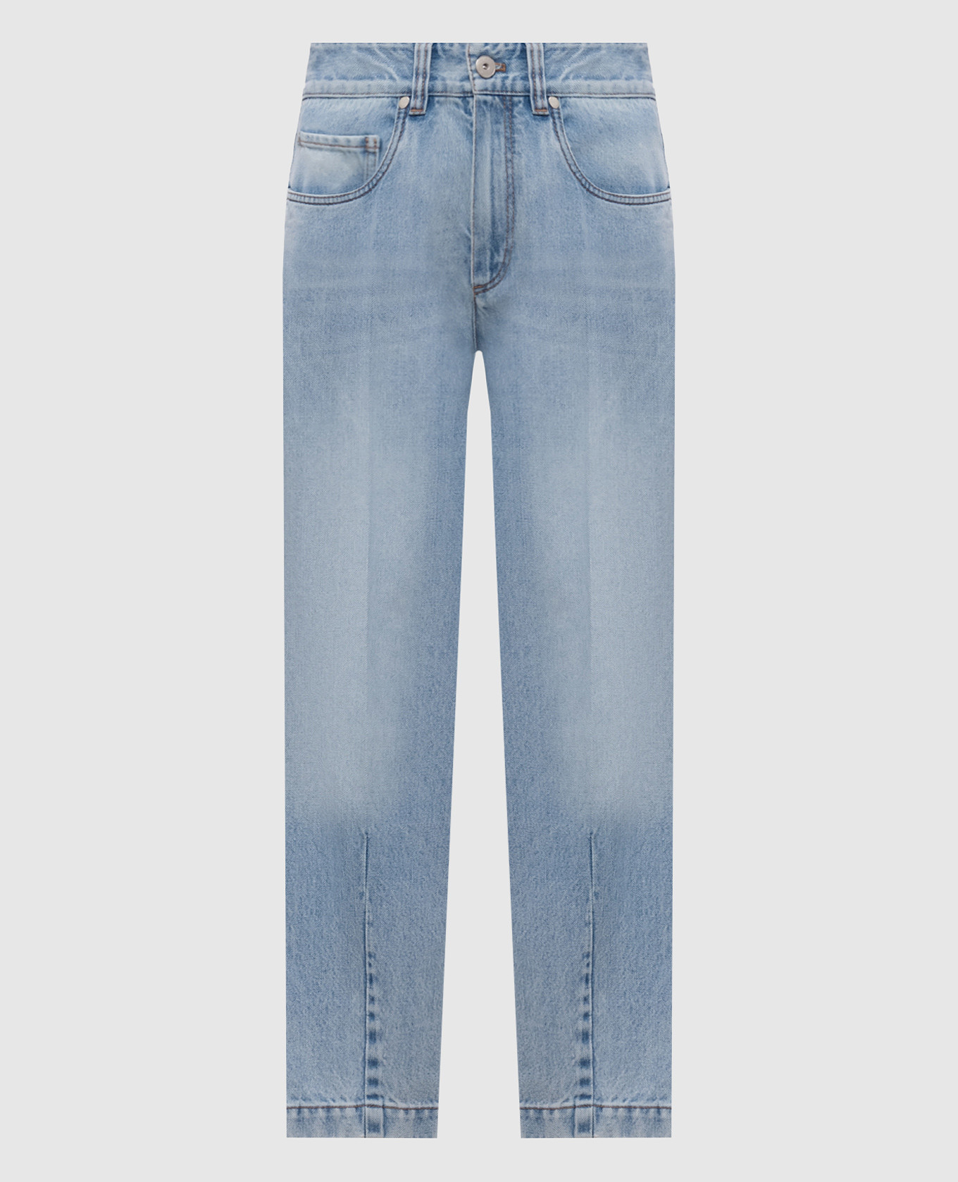 

Голубые джинсы с цепочкой мониль, Голубой, Прямые джинсы