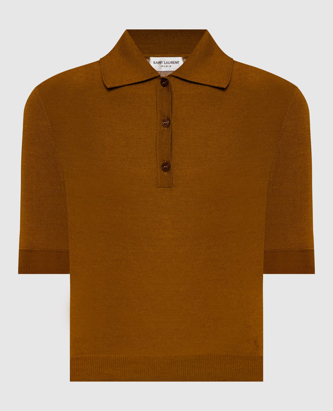 Коричневое поло из шерсти, кашемира и шелка