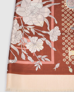 MANTERO 1902 Коричнева хустка The Greenhouse Memories із шовку 0902F0630157426