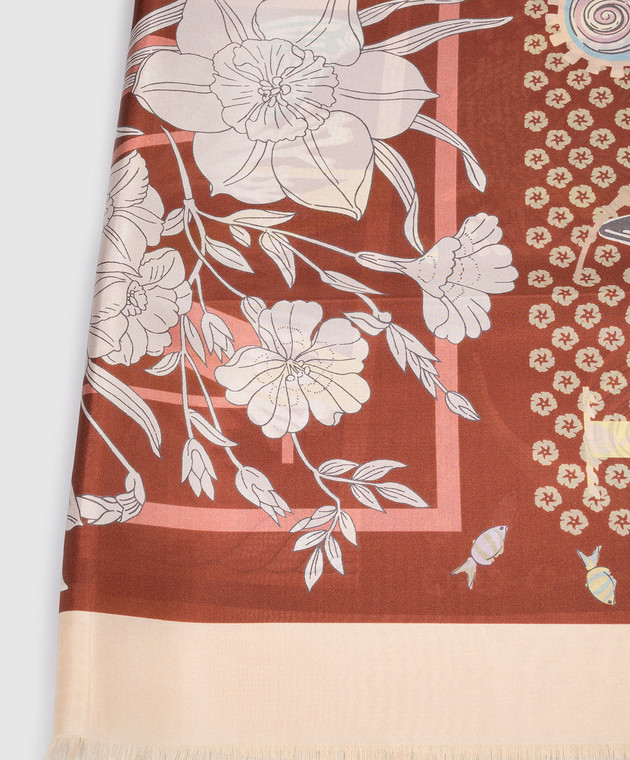 MANTERO 1902 Коричнева хустка The Greenhouse Memories із шовку 0902F0630157426 зображення 3