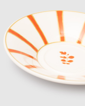 Geminiano Cozzi 1765 Біле порцелянове блюдце для чашки для кави Striche Arancio e Oro TTCMI069053