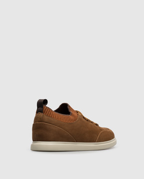 Lanciotti De Verzi Кроссовки из нубука коричневого цвета SNEAKERS