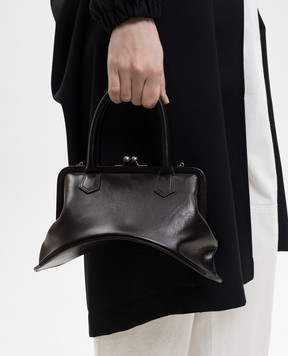 Y`S Yamamoto Чорна шкіряна сумка-тоут YKI02710