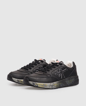 Premiata Детские черные кожаные кроссовки Demi 322394633640