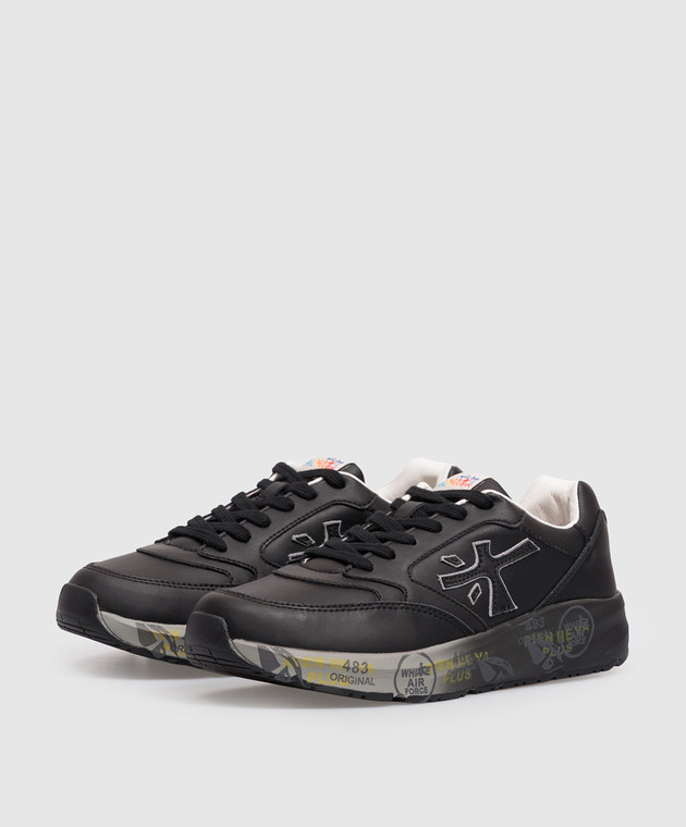Premiata Детские черные кожаные кроссовки Demi 322394633640 изображение 2