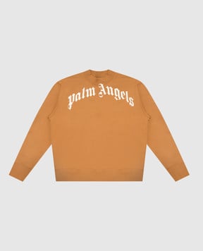 Palm Angels Детский коричневый свитшот с принтом логотипа F6PAJBSW014