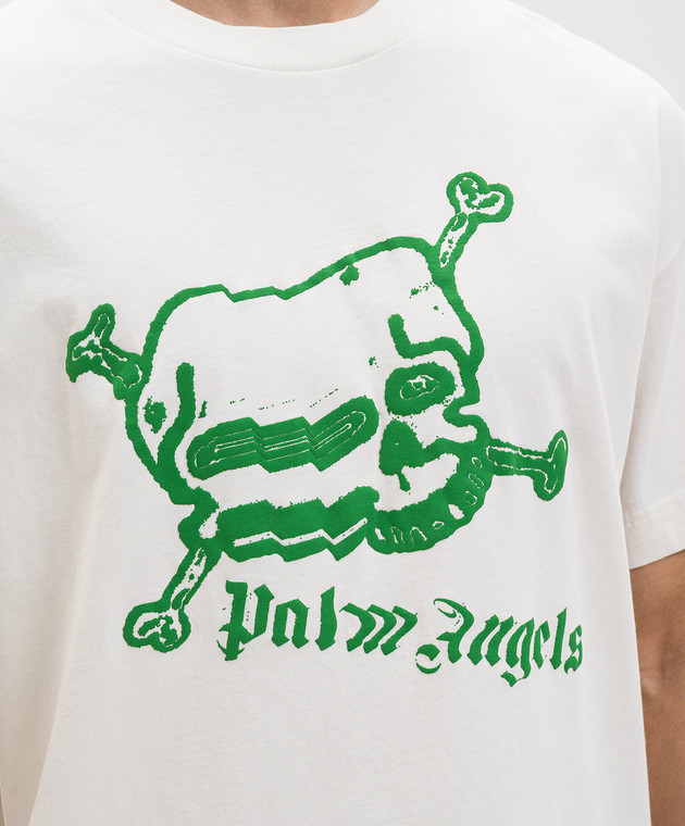 Palm Angels Біла футболка з контрастним принтом Skull PMAA109S26JER004 зображення 5
