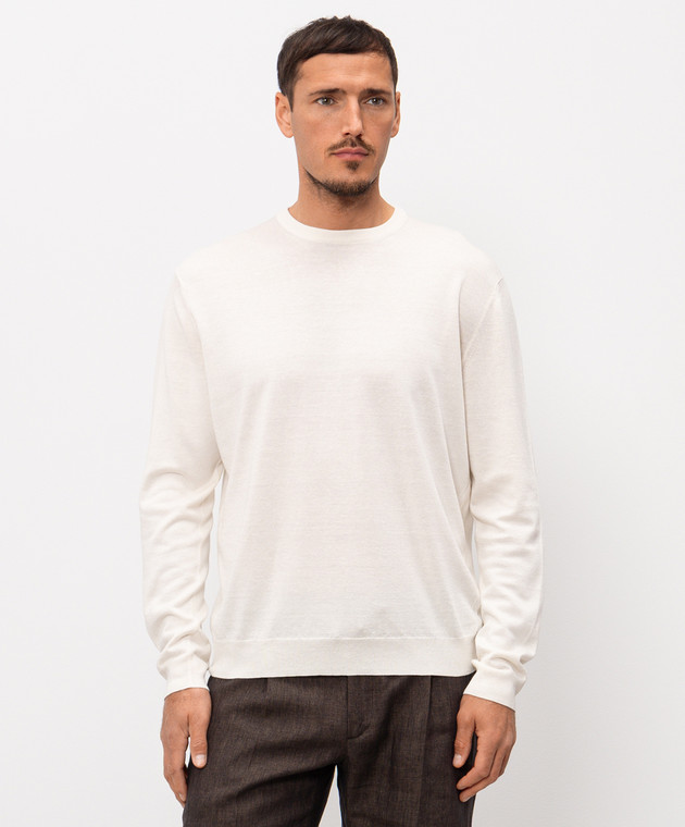 Stefano Ricci Джемпер с шелком и леном цвета айвори K616445G01F26112 изображение 3