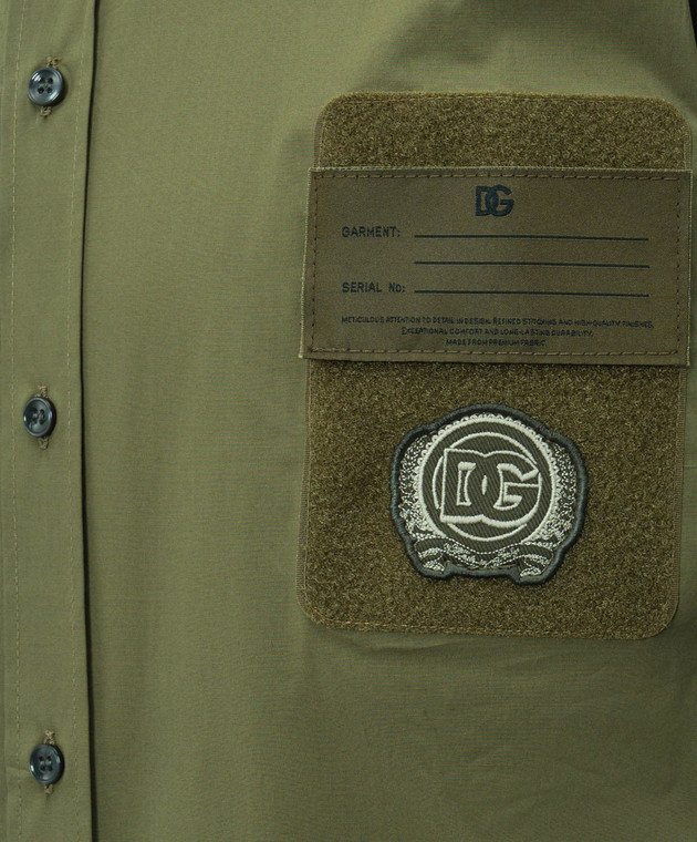 Dolce&Gabbana Сорочка кольору хакі з нашивкою монограми логотипа G5OE4ZFUFN9 зображення 5
