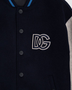 Dolce&Gabbana Дитячий синій бомбер з вовною з логотипом L42B87G7PCY
