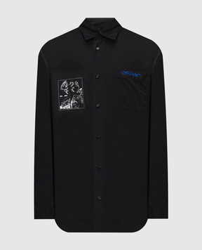 Off-White Черная рубашка Faded Painting 44MGE004F5F003