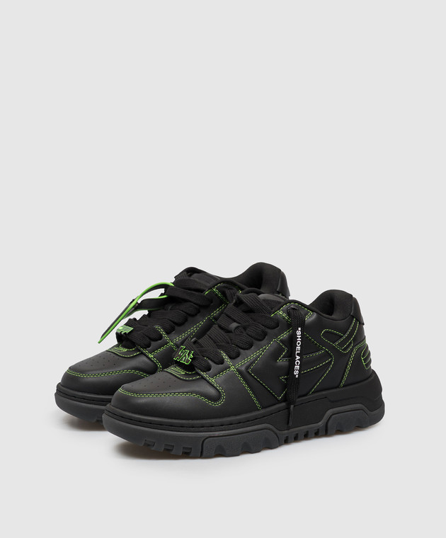 Off-White Чорні шкіряні кросівки Out Of Office Chunky OF05740001 зображення 2