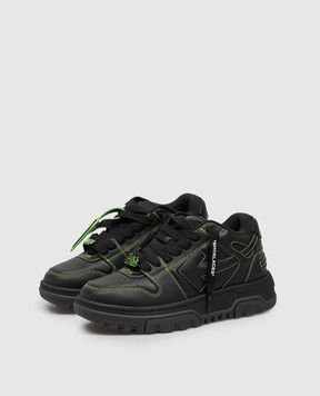 Off-White Черные кожаные кроссовки Out Of Office Chunky OF05740001