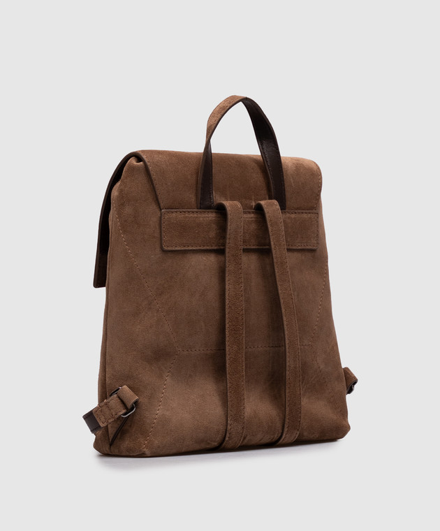 Brunello Cucinelli Коричневий замшевий рюкзак з тисненням логотипа MBDLB2826P зображення 3